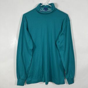 Vintage 90s Arctic Cat Long Sleeve Turtleneck T Shirt Large Teal Single Stitch